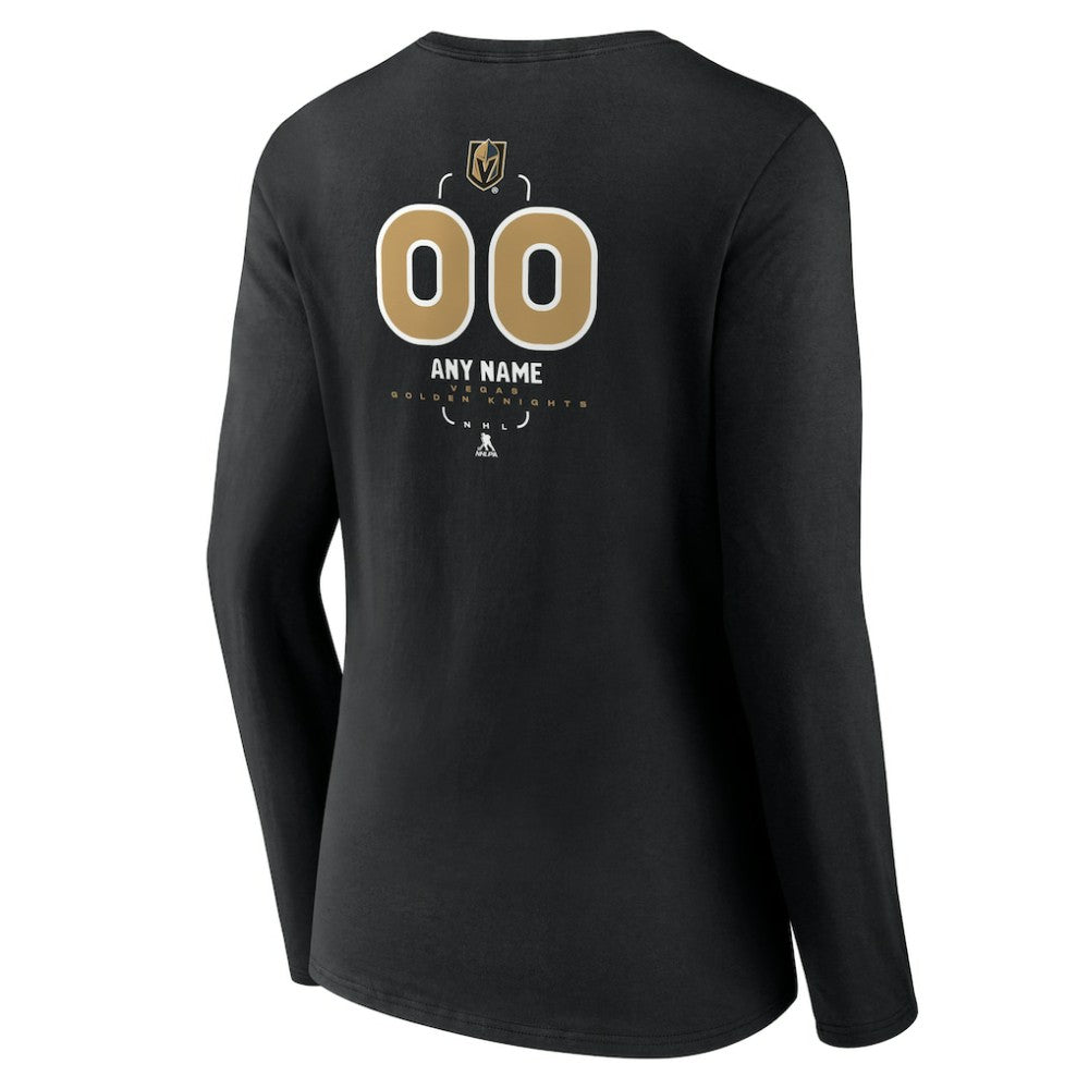 Vegas Golden Knights Women's Personalized Name & Number Midfielder Long Sleeve V-Neck T-Shirt - Black T-shirts