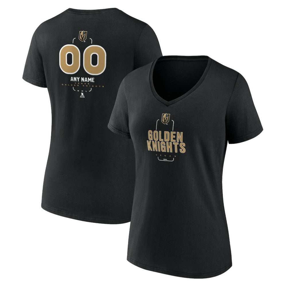 Vegas Golden Knights Women's Personalized Name & Number Midfielder V-Neck T-Shirt - Black T-shirts