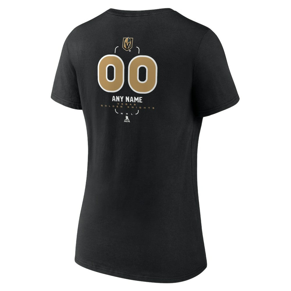 Vegas Golden Knights Women's Personalized Name & Number Midfielder V-Neck T-Shirt - Black T-shirts