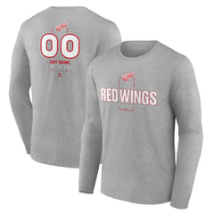 Detroit Red Wings Personalized Name & Number Midfielder Long Sleeve T-Shirt - Gray T-shirts