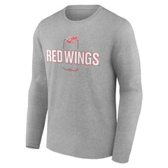 Detroit Red Wings Personalized Name & Number Midfielder Long Sleeve T-Shirt - Gray T-shirts