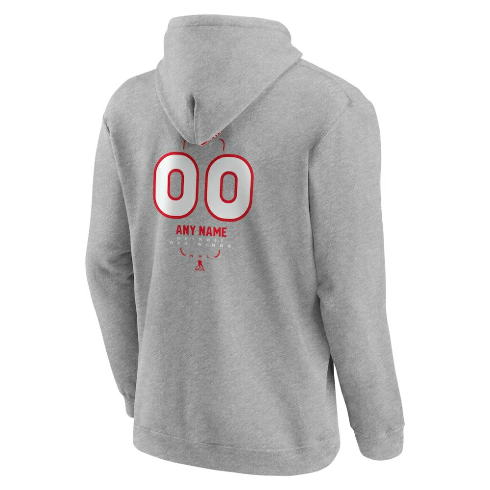 Detroit Red Wings Personalized Name & Number Midfielder Pullover Hoodie - Gray Hoodies