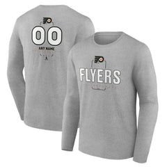 Philadelphia Flyers Personalized Name & Number Midfielder Long Sleeve T-Shirt - Gray T-shirts