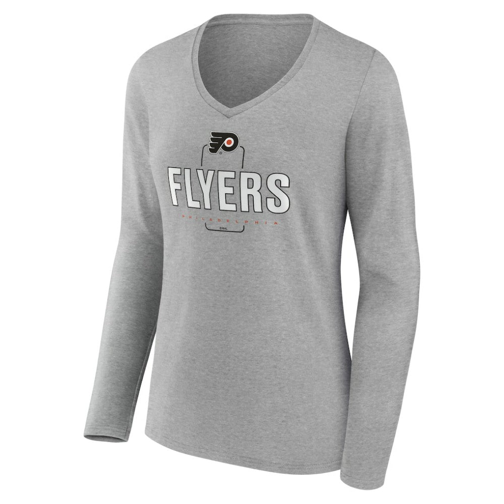 Philadelphia Flyers Women's Personalized Name & Number Midfielder Long Sleeve V-Neck T-Shirt - Gray T-shirts
