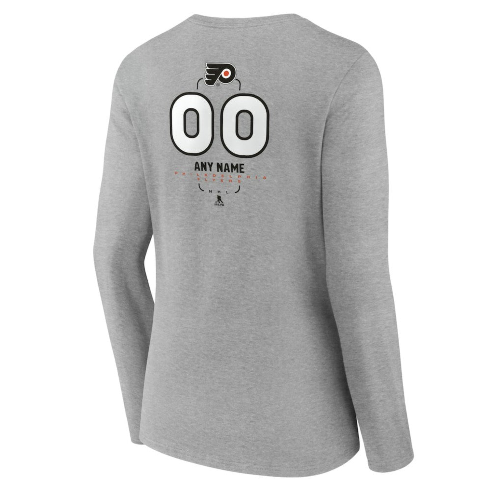 Philadelphia Flyers Women's Personalized Name & Number Midfielder Long Sleeve V-Neck T-Shirt - Gray T-shirts