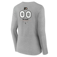 Philadelphia Flyers Women's Personalized Name & Number Midfielder Long Sleeve V-Neck T-Shirt - Gray T-shirts