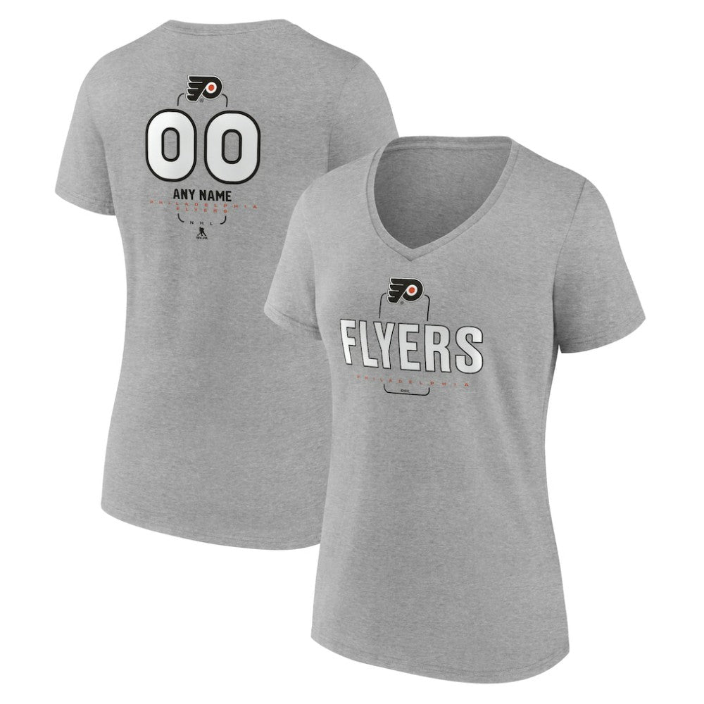 Philadelphia Flyers Women's Personalized Name & Number Midfielder V-Neck T-Shirt - Gray T-shirts