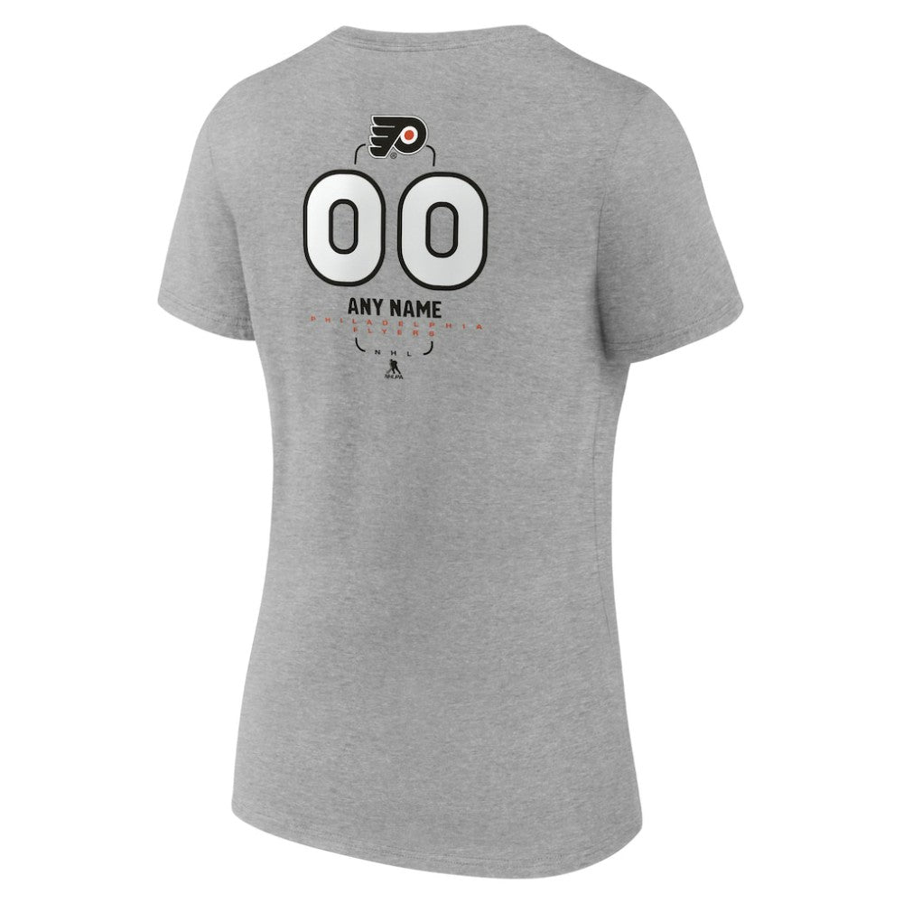 Philadelphia Flyers Women's Personalized Name & Number Midfielder V-Neck T-Shirt - Gray T-shirts