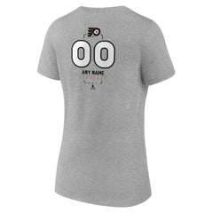Philadelphia Flyers Women's Personalized Name & Number Midfielder V-Neck T-Shirt - Gray T-shirts