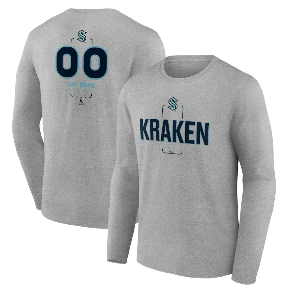 Seattle Kraken Personalized Name & Number Midfielder Long Sleeve T-Shirt - Gray T-shirts