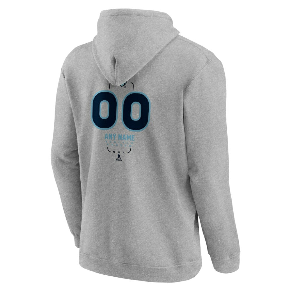 Seattle Kraken Personalized Name & Number Midfielder Pullover Hoodie - Gray Hoodies