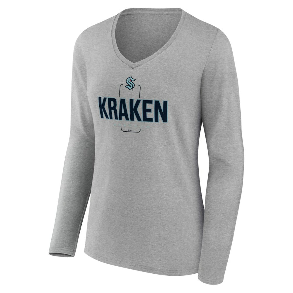 Seattle Kraken Women's Personalized Name & Number Midfielder Long Sleeve V-Neck T-Shirt - Gray T-shirts