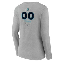 Seattle Kraken Women's Personalized Name & Number Midfielder Long Sleeve V-Neck T-Shirt - Gray T-shirts