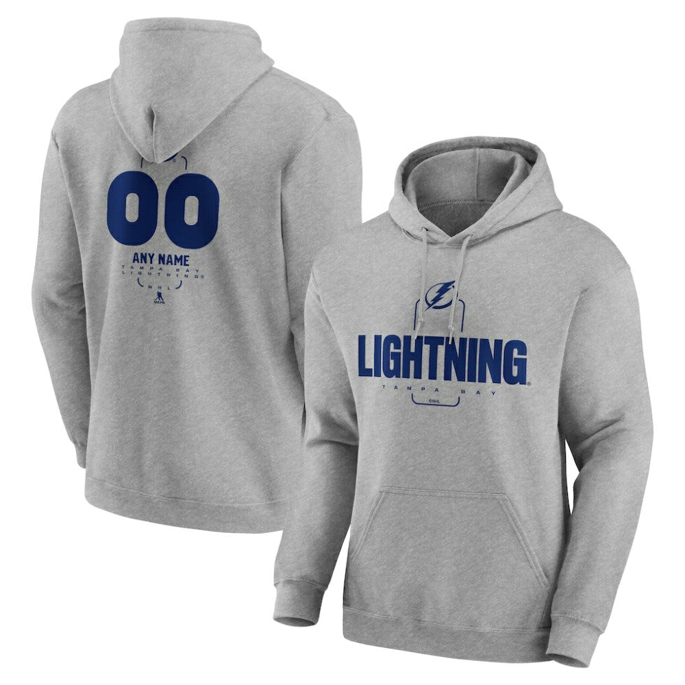 Tampa Bay Lightning Personalized Name & Number Midfielder Pullover Hoodie - Gray Hoodies