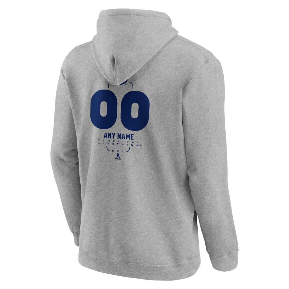 Tampa Bay Lightning Personalized Name & Number Midfielder Pullover Hoodie - Gray Hoodies