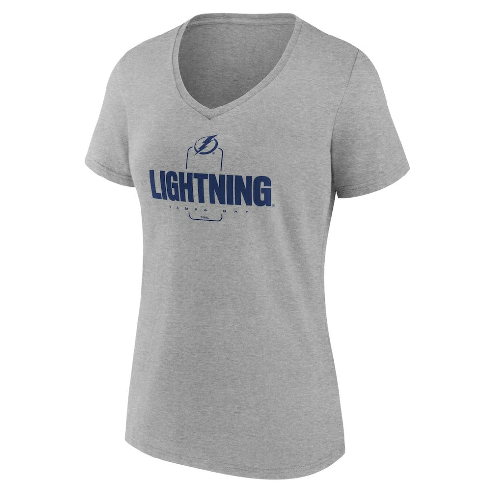 Tampa Bay Lightning Women's Personalized Name & Number Midfielder V-Neck T-Shirt - Gray T-shirts