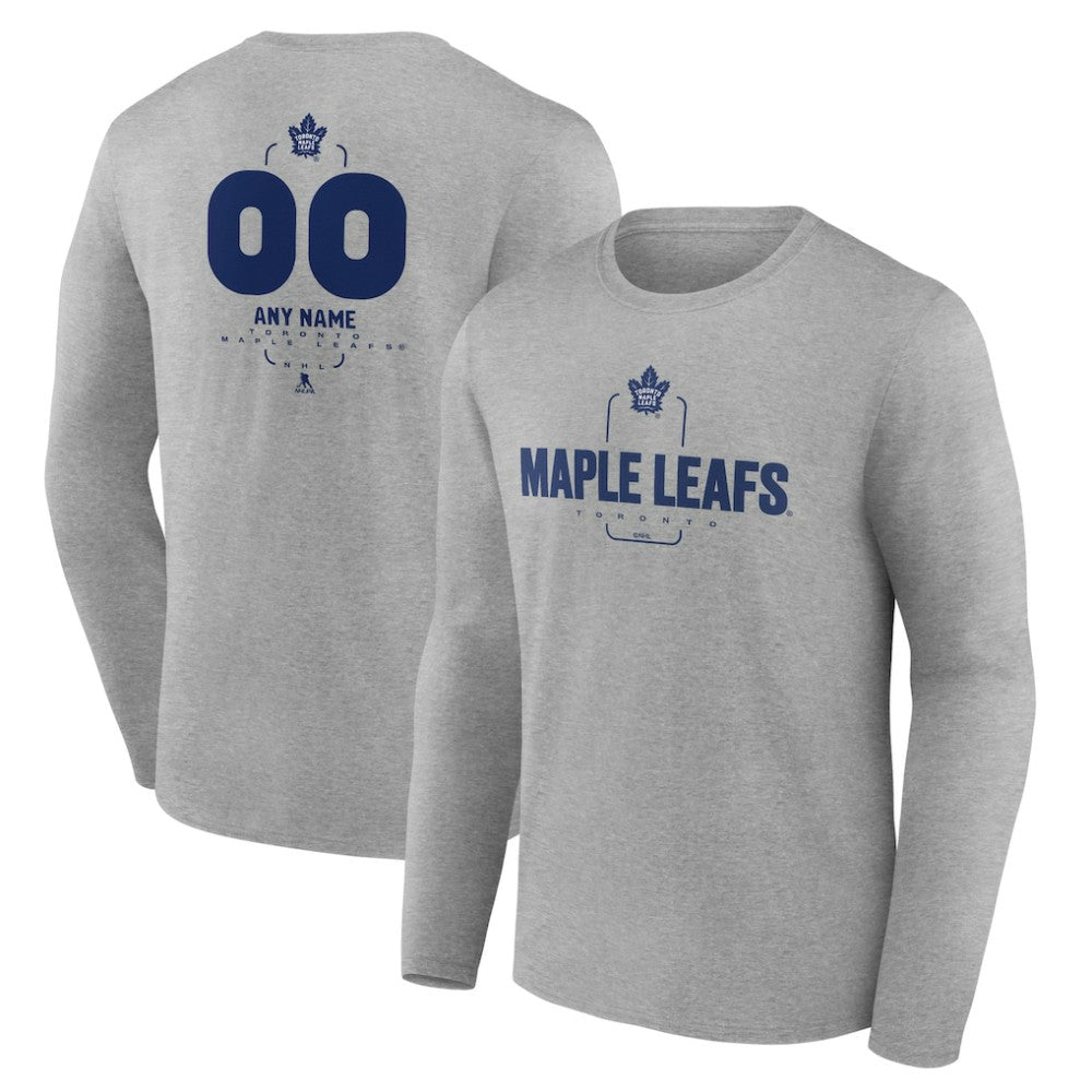 Toronto Maple Leafs Personalized Name & Number Midfielder Long Sleeve T-Shirt - Gray T-shirts