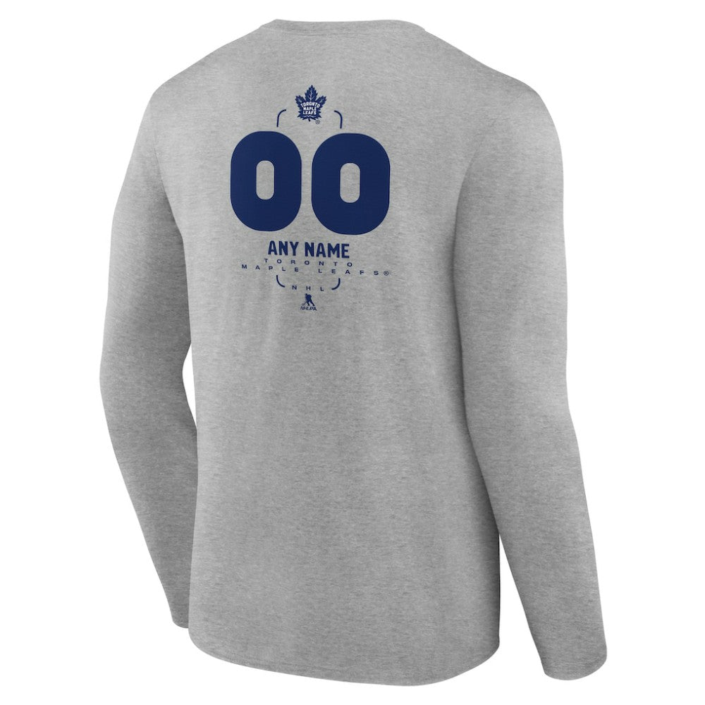 Toronto Maple Leafs Personalized Name & Number Midfielder Long Sleeve T-Shirt - Gray T-shirts