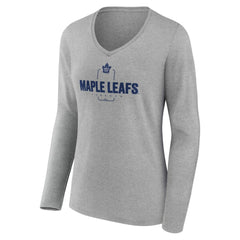Toronto Maple Leafs Women's Personalized Name & Number Midfielder Long Sleeve V-Neck T-Shirt - Gray T-shirts