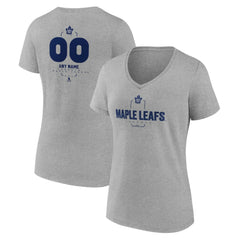 Toronto Maple Leafs Women's Personalized Name & Number Midfielder V-Neck T-Shirt - Gray T-shirts