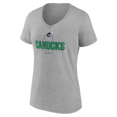 Vancouver Canucks Women's Personalized Name & Number Midfielder V-Neck T-Shirt - Gray T-shirts