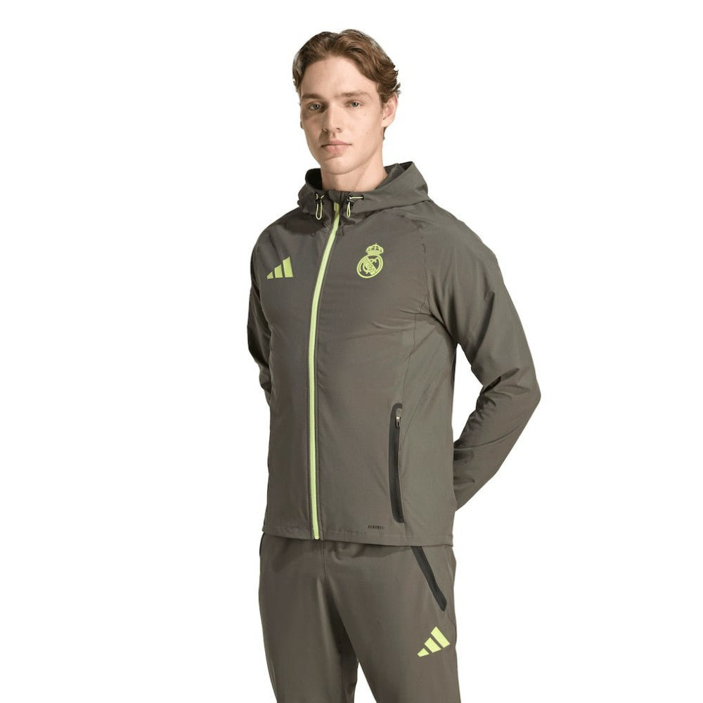 Real Madrid 2025/26 Tiro Vis Tech Travel Jacket - Olive sale