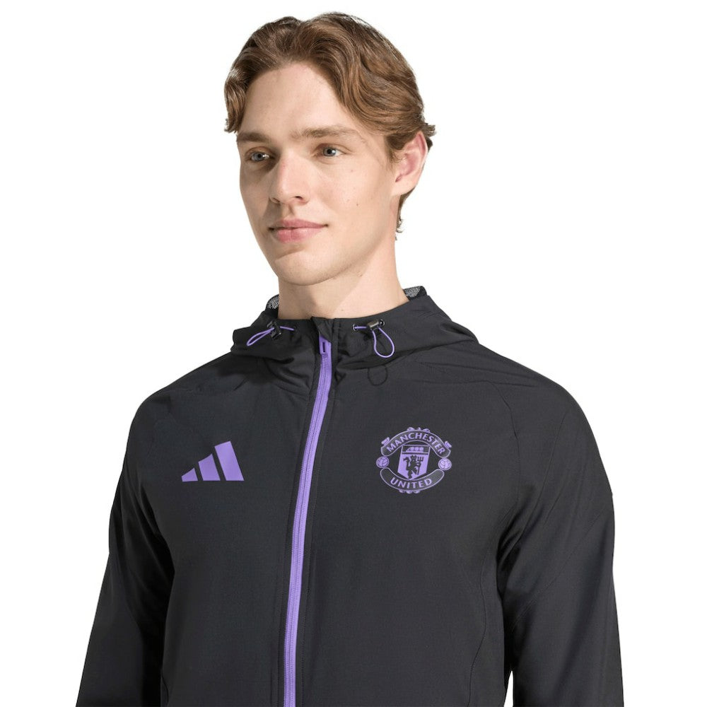 Manchester United 2025/26 Tiro Vis Tech Travel Jacket - Black cheap