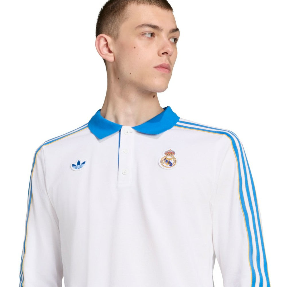 Real Madrid Terrace Icons Long Sleeve Polo - White discount