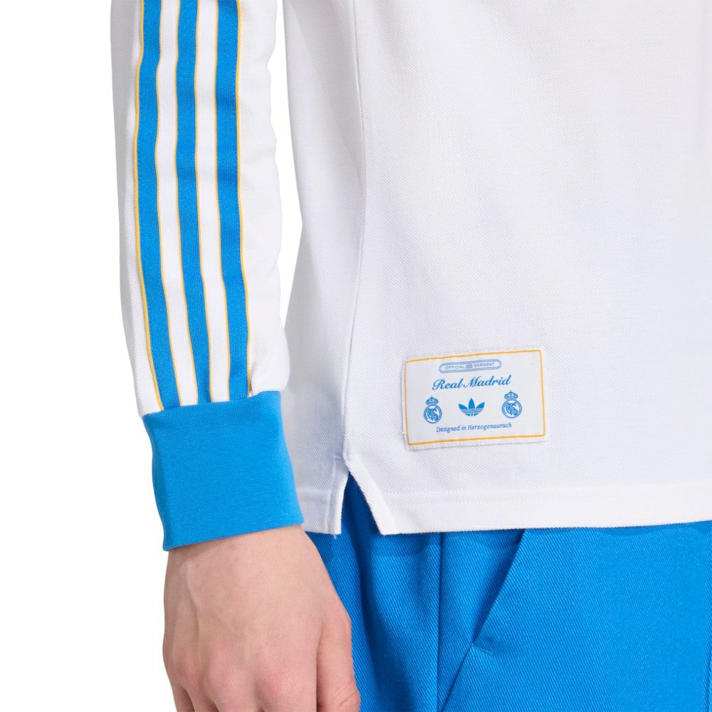 Real Madrid Terrace Icons Long Sleeve Polo - White discount