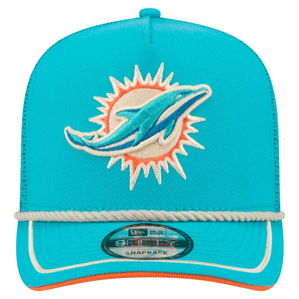 Miami Dolphins New Era Vintage Team Rope A-Frame Trucker 9FIFTY Snapback Hat - Aqua online