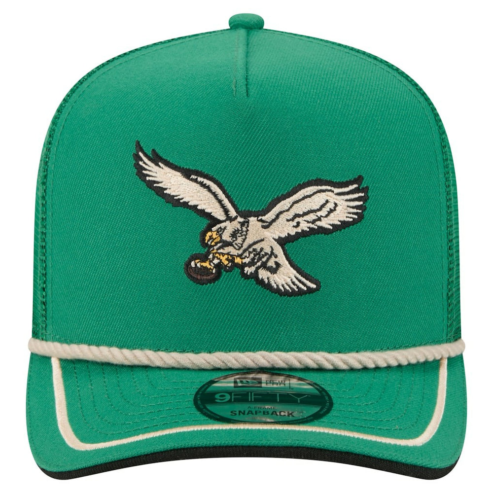 Philadelphia Eagles New Era Vintage Team Rope A-Frame Trucker 9FIFTY Snapback Hat - Kelly Green for sale
