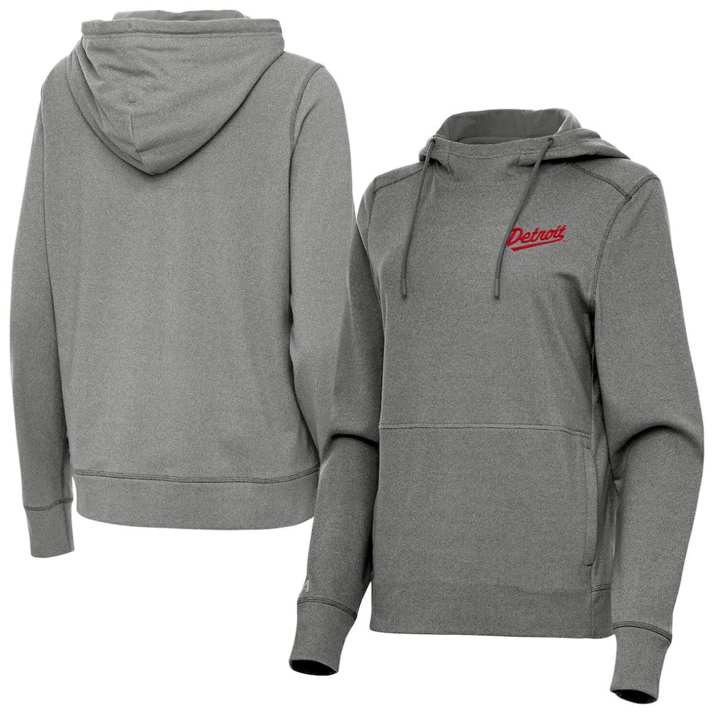 Detroit Red Wings Antigua Women's 2025 NHL Stadium Series Justice Pullover Hoodie - Heather Black Hoodies