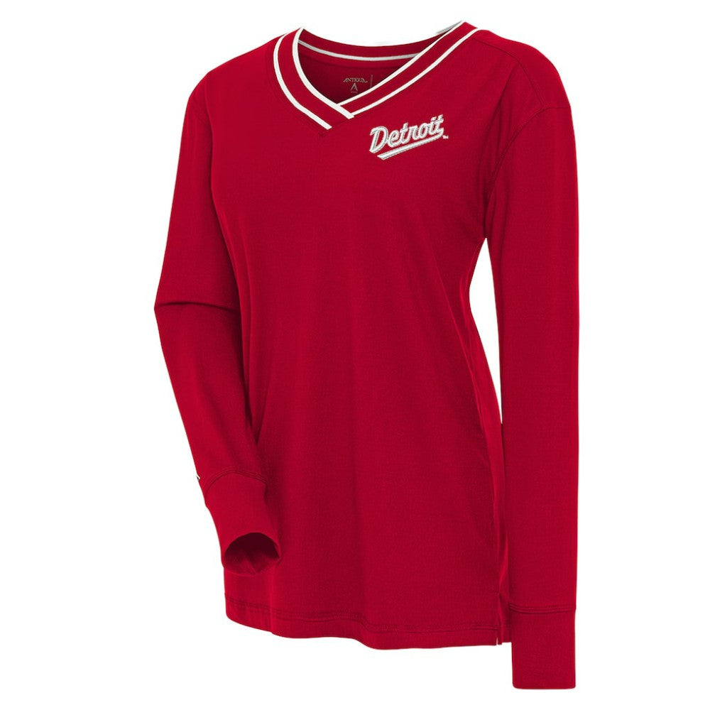 Detroit Red Wings Antigua Women's 2025 NHL Stadium Series Long Sleeve V-Neck Top - Red Tops