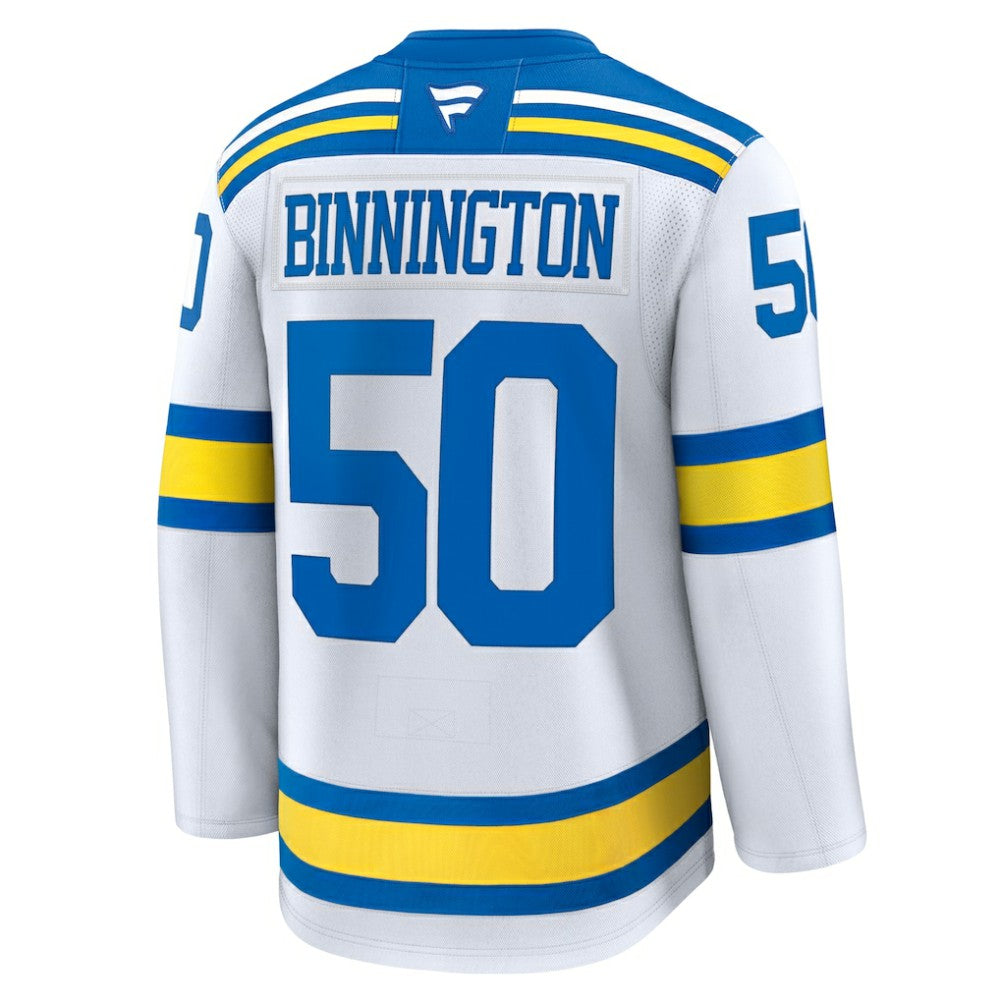 Jordan Binnington St. Louis Blues Fanatics Away Premium Player Jersey - White Jerseys