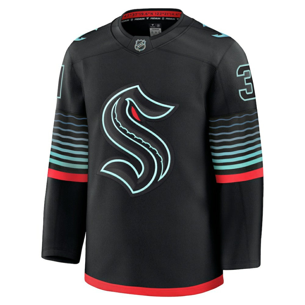 Philipp Grubauer Seattle Kraken Fanatics Alternate Premium Player Jersey - Black Jerseys