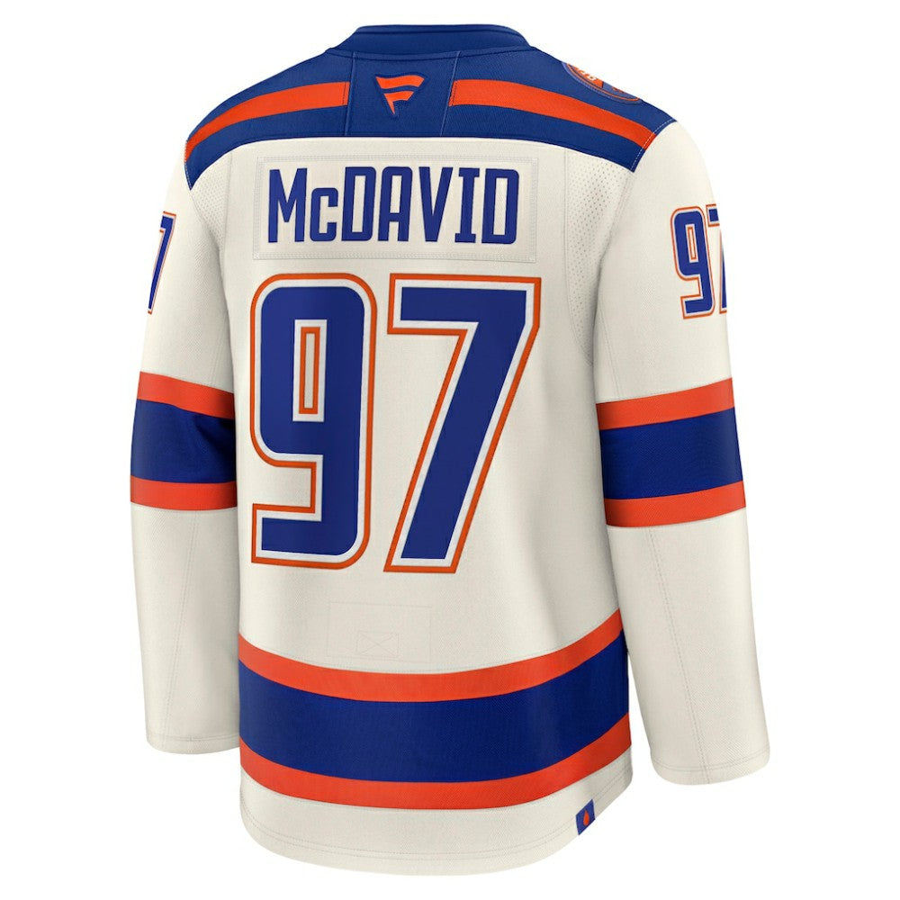 Connor McDavid Edmonton Oilers Fanatics Alternate Premium Jersey - Light Beige Jerseys