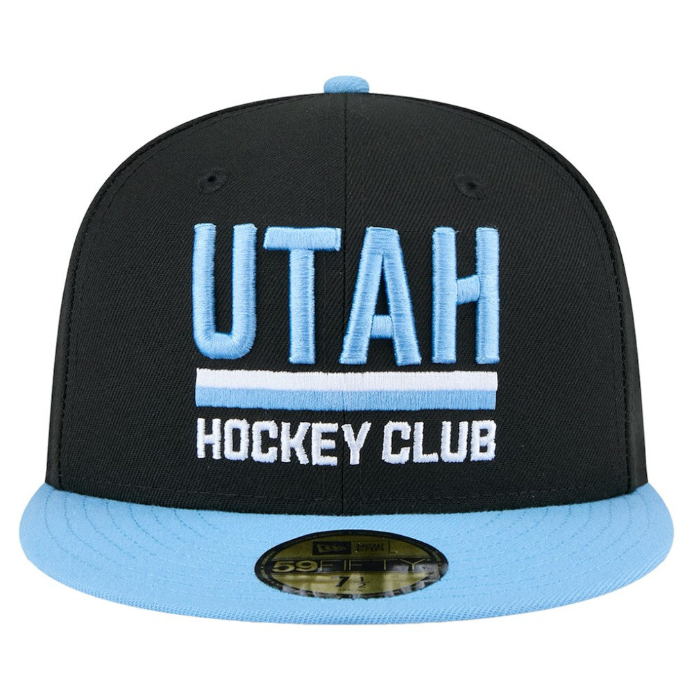 Utah Mammoth New Era Lockup 1st Season 59FIFTY Fitted Hat - Black/Light Blue Hats