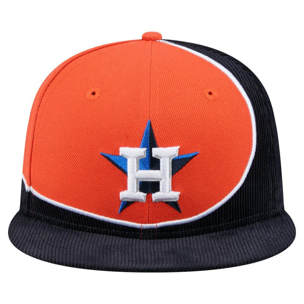 Houston Astros Retro Split Corduroy Snapback Hat Navy/Orange