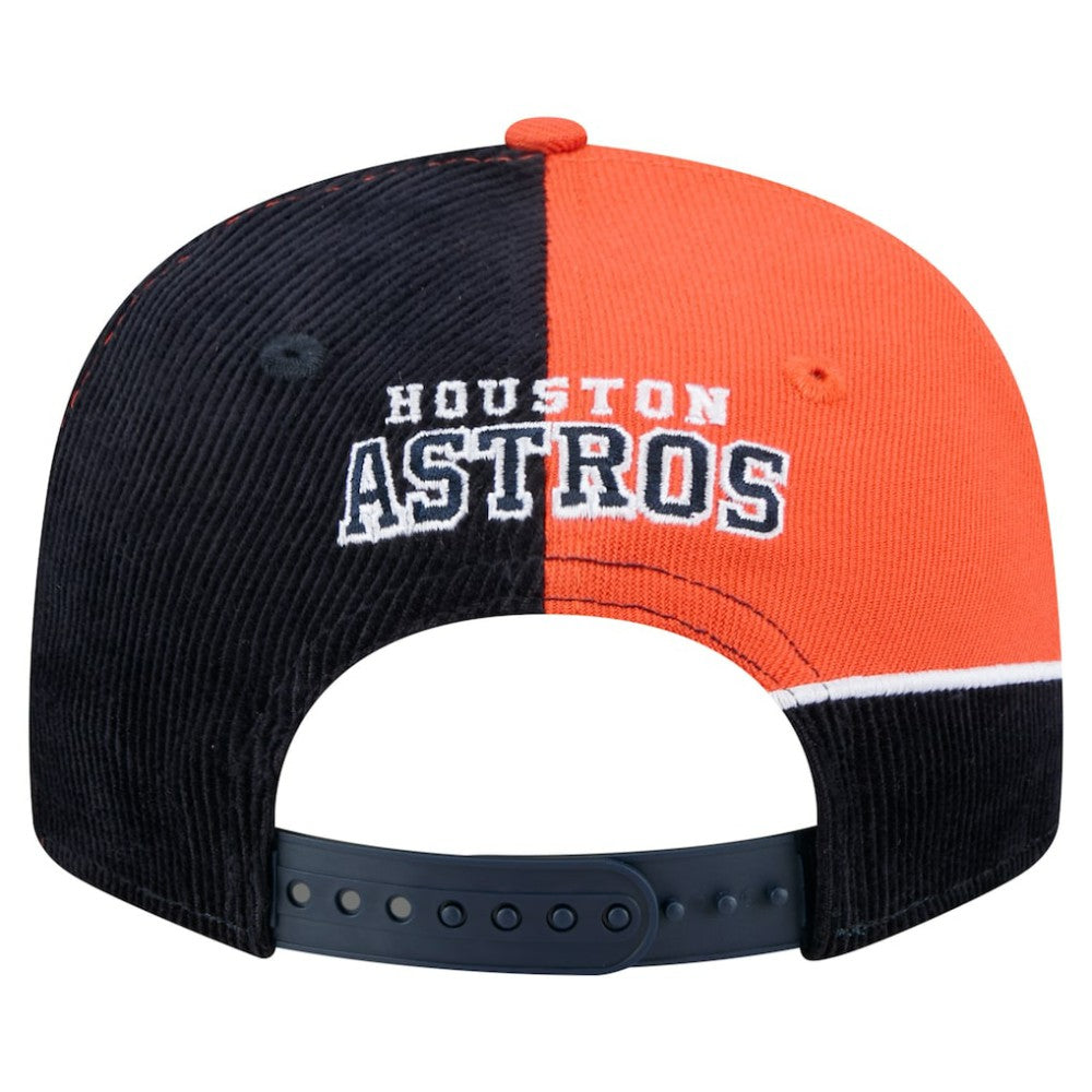Houston Astros Retro Split Corduroy Snapback Hat Navy/Orange