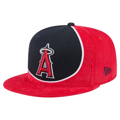 Los Angeles Angels Retro Split Corduroy Snapback Hat Red/Navy