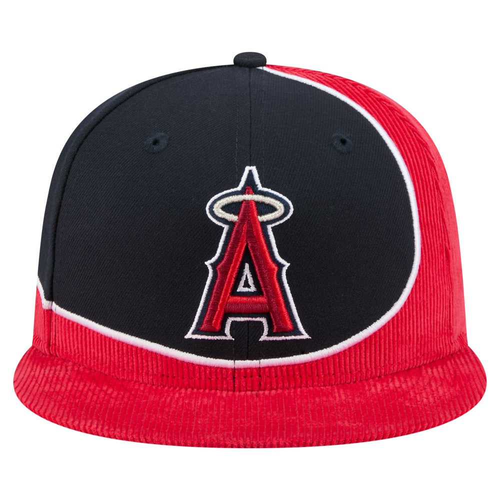 Los Angeles Angels Retro Split Corduroy Snapback Hat Red/Navy