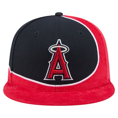 Los Angeles Angels Retro Split Corduroy Snapback Hat Red/Navy