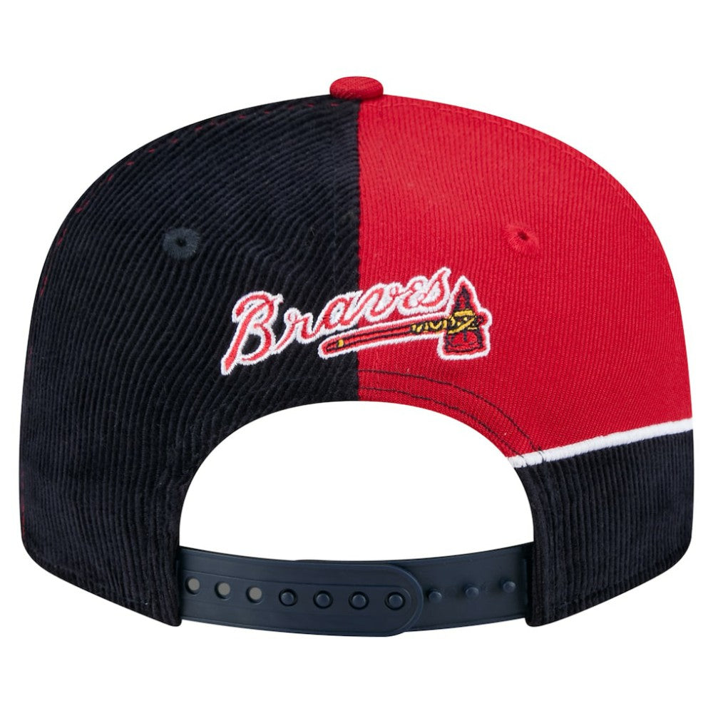 Atlanta Braves Retro Split Corduroy Snapback Hat Navy/Red
