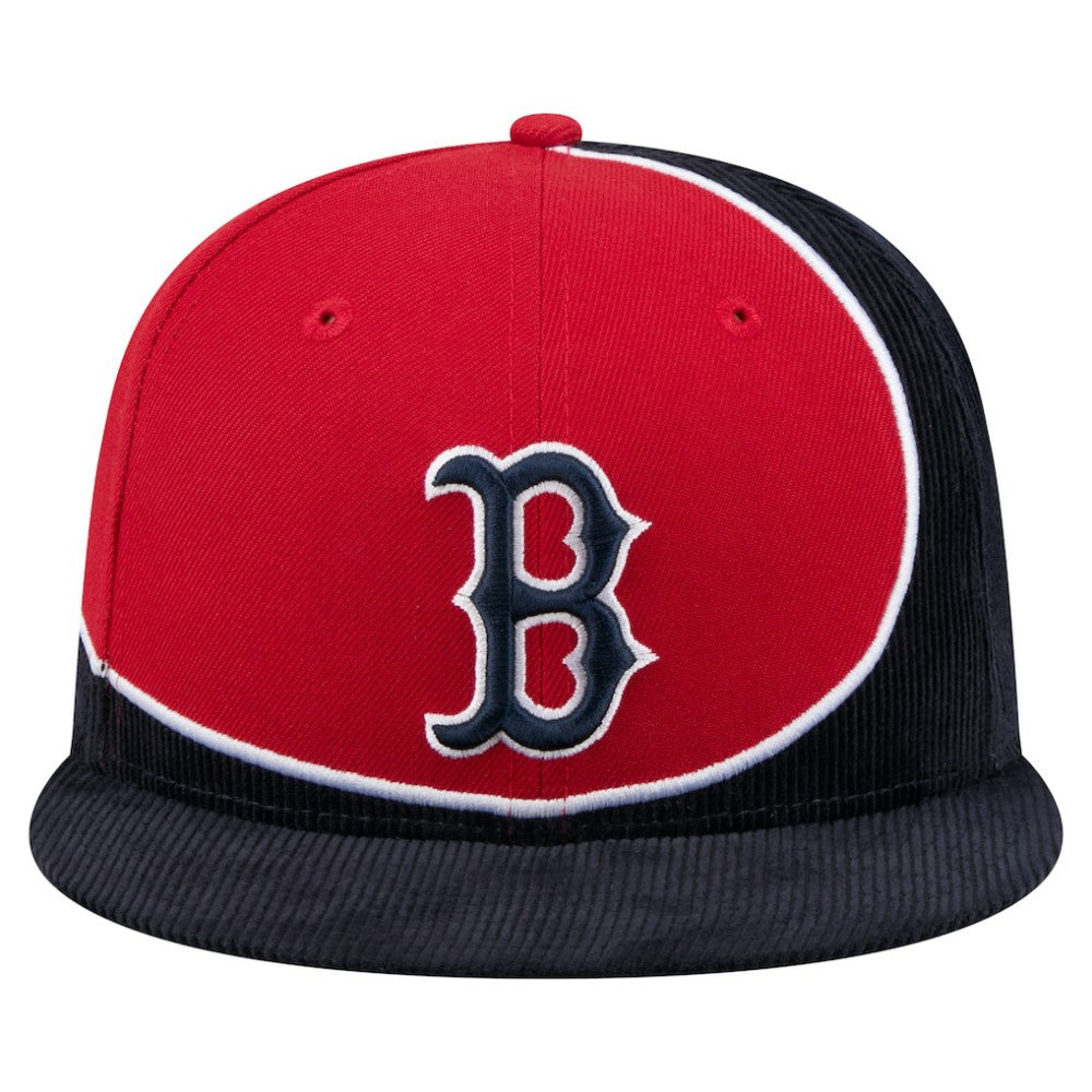 Boston Red Sox Retro Split Corduroy Snapback Hat Navy/Red