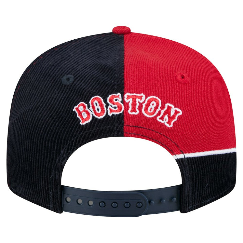 Boston Red Sox Retro Split Corduroy Snapback Hat Navy/Red