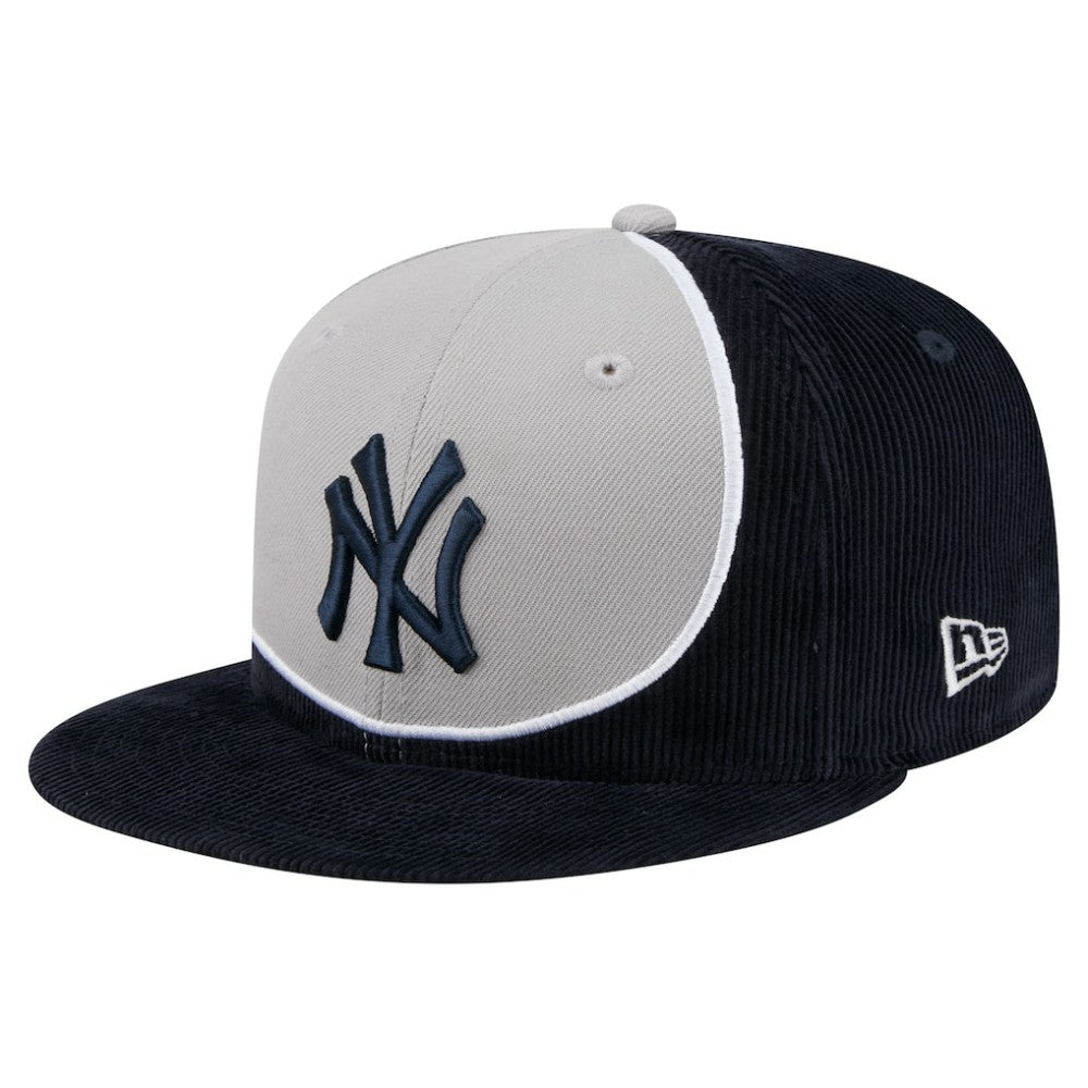 New York Yankees Retro Split Corduroy Snapback Hat Navy/Gray