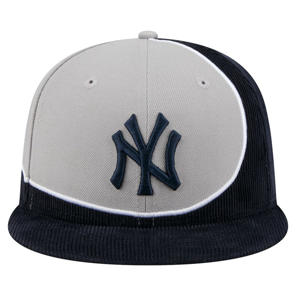 New York Yankees Retro Split Corduroy Snapback Hat Navy/Gray