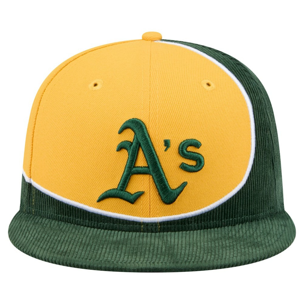 Athletics Retro Split Corduroy Snapback Hat Green/Gold