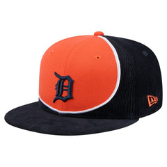 Detroit Tigers Retro Split Corduroy Snapback Hat Navy/Orange