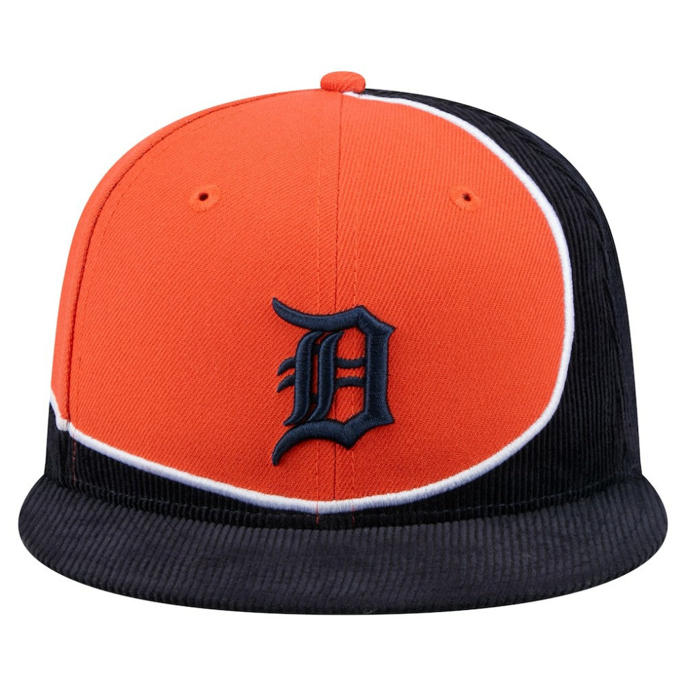 Detroit Tigers Retro Split Corduroy Snapback Hat Navy/Orange